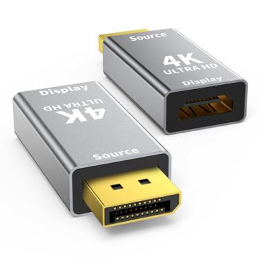 Imagem de SWITCHFLUX Pacote com 2 adaptadores DisplayPort 1.2 para HDMI 2.0 (4K @60Hz, 1440P/2K @120Hz) conversor unidirecional DP (fonte) para HDMI (tela) compatível com PC, desktop, AMD, NVIDIA e monitores de