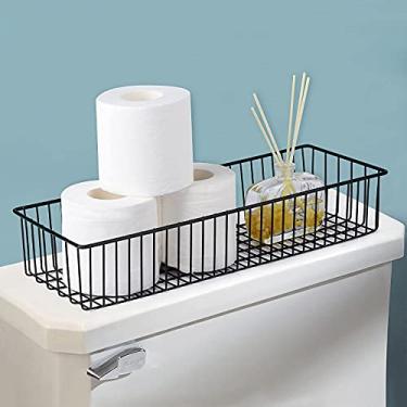 Imagem de Wetheny Organizador de arame metálico Farmhouse Decor cesto de armazenamento (pacote com 1) – Armazenamento de papel higiênico – Organização e armazenamento para quarto, banheiro, armários de cozinha, despensa, lavanderia, armários, sala de artesanato, garagem (preto)