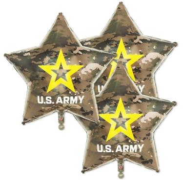 Imagem de "U.S. Army Logo Balloons – 3 Star Mylar Balloons for US Army Party Decorations – 18 in. wide - Officially Licensed with the U.S. Army. by Havercamp "
