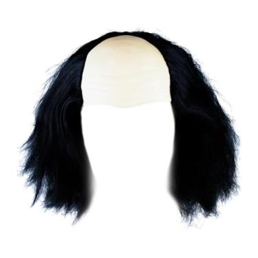 Imagem de kowaku Peruca careca de boné, peruca de cientista maluco careca, acessório de fantasia, cosplay de Halloween para anime, Preto