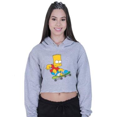 Imagem de Cropped Moletom Feminino The Simpsons Bart Skate - Lafre, Cinza, P