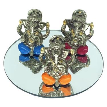 Imagem de Trio Com Bandeja Ganesha Hindu Deus Sorte Sabedoria Resina - IMPMC