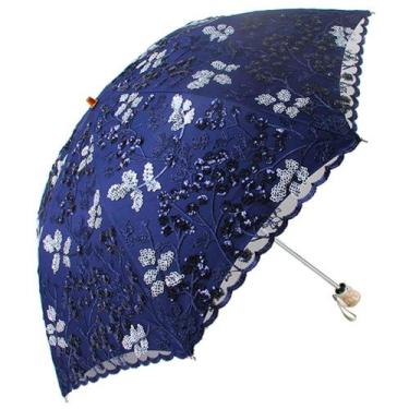 Imagem de Guarda-sol UV Honeystore Vintage Lace, dobrável, azul marinho