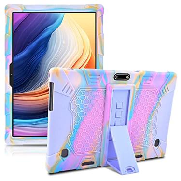 Imagem de DETUOSI Capa compatível com Dragon Touch K10, capa protetora de silicone macio para ZONKO K105, Victbing 10, Winsing 10, YELLYOUTH 10, Hoozo Touch 10, rosa vermelha e roxa