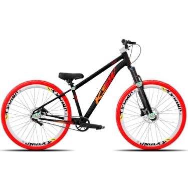 Imagem de Bicicleta KSW do Grau Kit 1x1 Freio Hidráulico Pneus Flame,PRETO VERMELHO E LARANJA 2