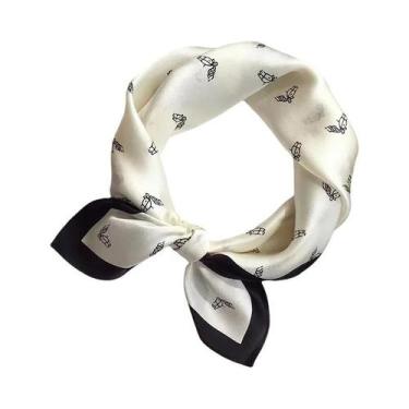 Imagem de Lenço Quadrado De Seda Satin Para Mulheres, Hijab, Estampa Fashion, Fa