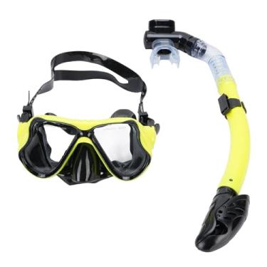 Imagem de aqxreight Conjunto de Snorkel para Adultos Equipamentos de Mergulho Com Engrenagem de Mergulho Com Lente de Vidro Temperado Ajuste Confortável Visualização Larga e Snorkel Seco para (YELLOW)