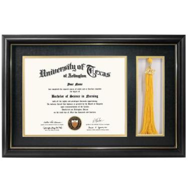 Imagem de Diploma Frame Graduation Mall Black Wood 28 x 43 cm com suporte de bor