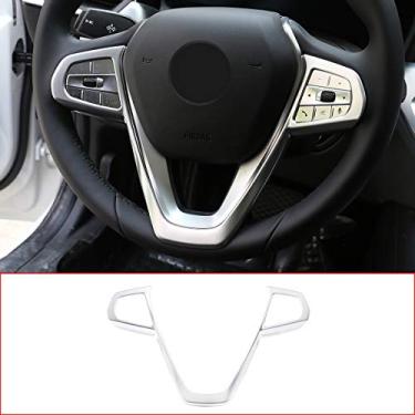 Imagem de CHEYA Adesivo de acabamento de capa de volante interior de carro ABS para BMW 3, 5, 7, 6 séries GT X3 X5 X7 G01 G05 G07 G20 G30 G11 Luxury 2019-2020 (cromado, estilo A)