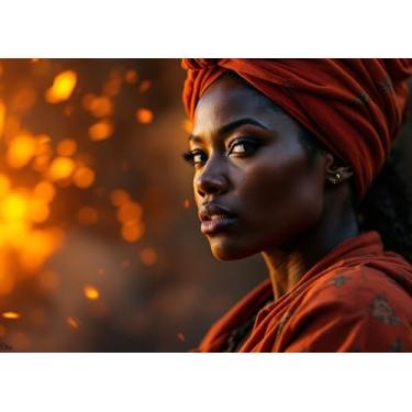 Imagem de RCprint Placa Decorativa MDF Sublimado, Arte Orixás, 30 x 20 cm, 6mm, Decoração Religiosa Afro-brasileira, Preto e Rosa