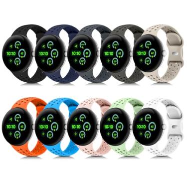 Imagem de HAYONLIY Pulseiras esportivas compatíveis com Google Pixel Watch 4/3/2/1 de 41 mm e 45 mm, pulseira respirável de silicone macio de substituição para mulheres e homens