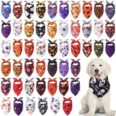 Imagem de Pacote de 50 bandanas para cães Xuniea Halloween para cães grandes