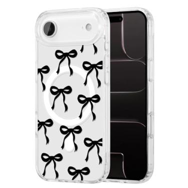 Imagem de UEEBAI Capa magnética para iPhone New Air, capa de arco compatível com MagSafe, fita fina transparente sem fio, estética, capa protetora antiamarelamento à prova de choque para mulheres e meninas