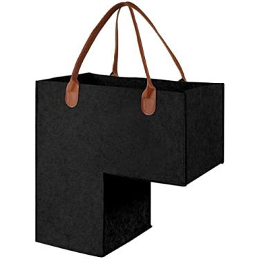 Imagem de FALESOUL Cesto de escada para escadas com alça, cesta multifuncional de 42 cm para escadas com carpete e madeira, organizador de armazenamento de escada dobrável para brinquedos, livros decoração de