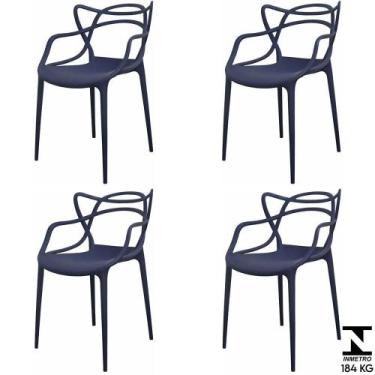 Imagem de Kit 4 Cadeiras Aviv em Polipropileno Azul Marinho - 70865 - Sun House