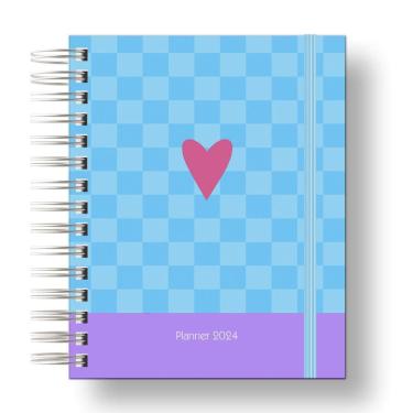 Imagem de Planner 2024 Coleção Flores e Frases/Organizador anual 210Paginas Capa Dura/ Xadrez Caração Azul