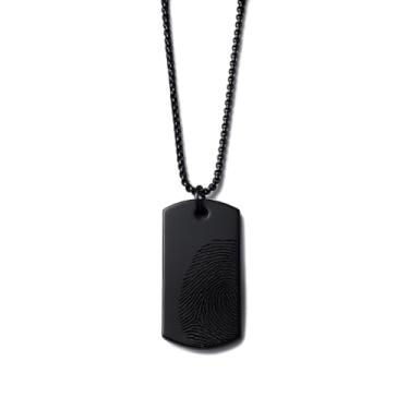 Imagem de Colar Masculino Preto Cordão + Pingente Placa Digital Frase Corrente Aço inoxidável