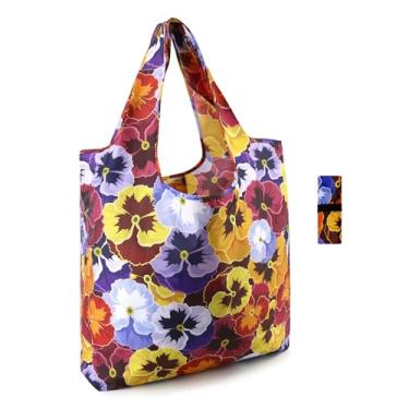 Imagem de BeeGreen 1 pacote de sacolas de compras florais reutilizáveis para compras, sacolas de compras florais para mulheres, grande capacidade, durável e elegante, ideal para uso diário e lavável na máquina