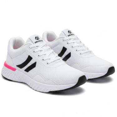 Imagem de Tênis para Academia Feminino Esportivo Caminhada Casual Macio Confortavel (BRANCO/PINK, BR, Adulto, Numérico, 38)