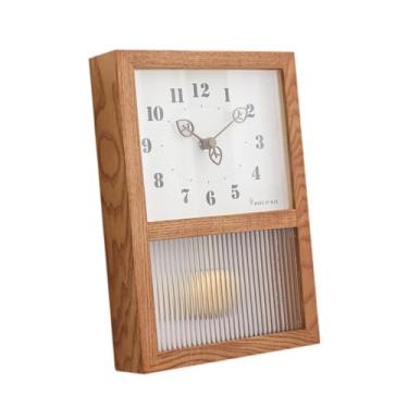 Imagem de Fenteer Relógio de parede de madeira com pêndulo, algarismos arábicos japoneses, decoração para casa, sem -taque, para sala de jantar, bar, café, quarto,