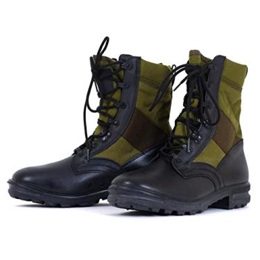 Imagem de Botas masculinas originais da selva do exército alemão – Botas militares masculinas pretas e verdes – Botas de combate de couro masculinas, Preto, 9.5