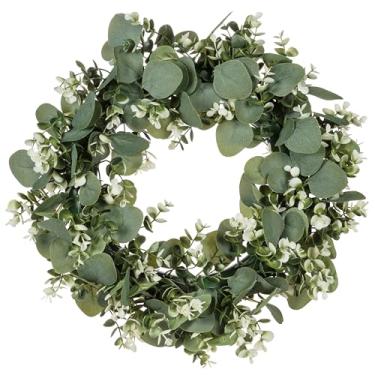 Imagem de Abbott Collection Guirlanda grande de buxo e eucalipto - plástico/poliéster, verde/branco (40,6 cm D)