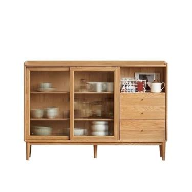 Imagem de URGDWEKJY Armário buffet todo aparador de madeira maciça sala de estar sala de jantar carvalho cozinha armário de armazenamento armário nórdico armário de chá (1500 * 300 * 980 mm)