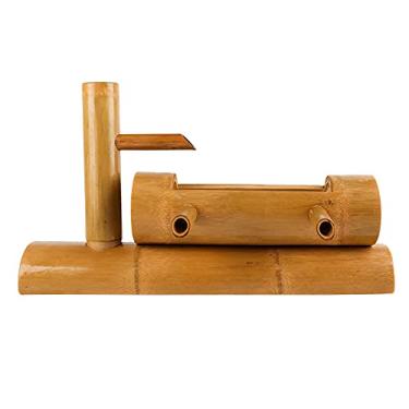 Imagem de Kit de fonte de bambu solar, recurso de água de jardim, bambu antirachamento suave ao ar livre, fonte de bambu natural de jardim com bomba, decoração de ornamentos de 35 cm