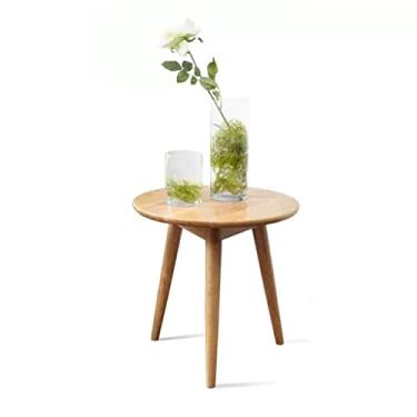 Imagem de Mesa central de madeira redonda mesa de centro simples moderna pequena mesa redonda sala de estar sofá mesa lateral nórdica quarto mesa lateral mesa de quarto (A)