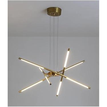 Imagem de PEYNIR Luminária pendente de LED moderna regulável para pendurar no teto Sputnik criativo com luzes de suspensão de controle remoto, altura ajustável para sala de estar