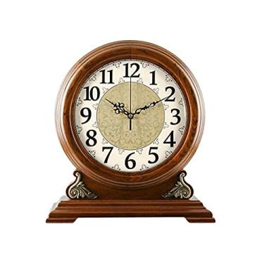 Imagem de Relógio de mesa vintage com movimento silencioso, funciona com pilhas, relógios de prateleira para lareira, escritório, secretária, prateleira e decoração de casa