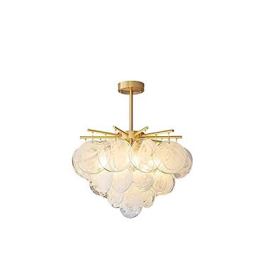 Imagem de Candeeiro suspenso, candeeiro de vidro, sino de vento, candeeiro de quarto, luz francesa, rede de luxo, candeeiro de sala de estar vermelho, quarto principal criativo, candeeiro de vidro de cobre