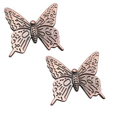 Imagem de Puxador criativo para móveis - Puxadores de porta de metal de borboleta sintética, puxadores de armário de estilo europeu para gavetas armário de TV armário de sapatos (bronze vermelho)