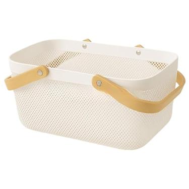 Imagem de Cesto Organizador Fruteira Multiuso Utensílios Quarto Cozinha Lavanderia 25x17/ 31,5x21/37x22,6cm(PVC BRANCO 2 ALÇAS 38,8x24,5CM)