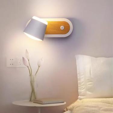 Imagem de GZZBMY Lâmpada de parede interna LED com interruptor Iluminação de parede de metal moderna 350° rotação alumínio acrílico lâmpada de cama luzes de parede para quarto sala de estar corredor escada (luz