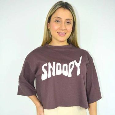 Imagem de Top Cropped Feminino Estampa Snoopy Diversas Cores Malha Algodão - loj