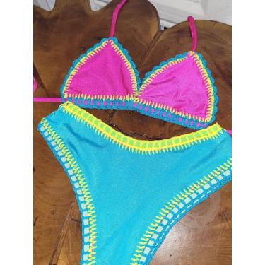 Imagem de Biquíni Crochê dupla face - Cabide Tropical , Rosa, Azul, GG