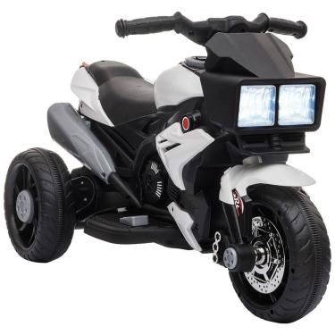 Imagem de Aosom Moto Elétrica 1 Assento 12V, com Luzes de LED, MP3, Branco