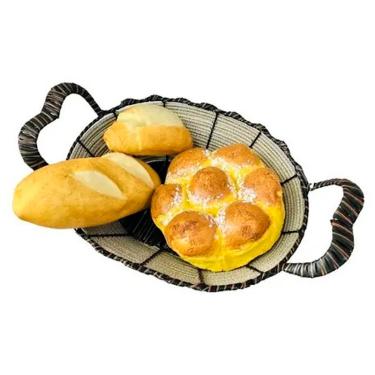 Imagem de Cesta de Pães Fruteira Oval Marrom Palha Dolce Home Ref.D085