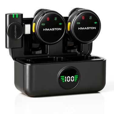 Imagem de Microfone Lapela Duplo Sem fio – Redução de Ruído, Case Carregador, Tipo C compatível com Android/Iphone 15/16/17, kit com 2 microfones, com display, Ideal para Vlog, Live, Entrevista, YouTube.