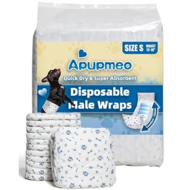 Imagem de Apupmeo Fraldas Descartáveis para Cães, Pequenas, 50 Unidades, Fraldas Superabsorventes para Cães, para Cães Machos com Marcas de Incontinência Ou Micção Excitável