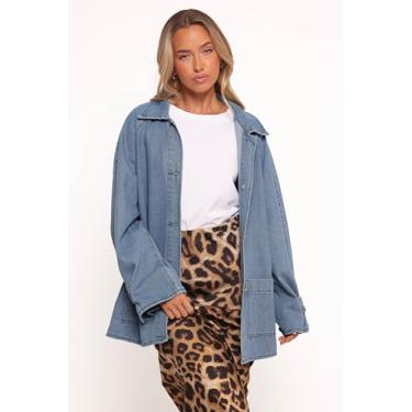 Imagem de Petal & Pup Blusa feminina Novan Oversized Shacket, jeans, 12