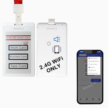 Imagem de Porta-crachás eletrônicos, cartão de visita com tela E-Paper de 9,4 cm, crachá de funcionário de escritório inteligente WiFi 2,4G com cordão, recarregável tipo C, sistema operacional Android+iOS + PC