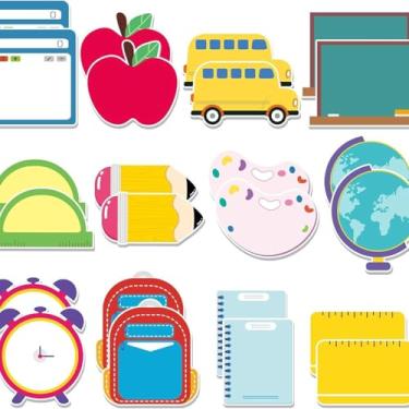 Imagem de Conjunto de 360 folhas adesivas de volta às aulas para crianças e adolescentes - lápis, régua, formas de quadro negro - blocos de notas autoadesivos para escola, sala de aula, escritório e casa