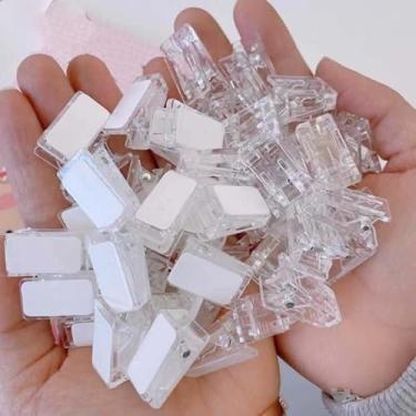 Imagem de 15 clipes autoadesivos de plástico, clipes de parede transparentes, clipe de livro de arquivos, clipes de pôster de fotos, materiais de escritório, transparente 01, sem cola