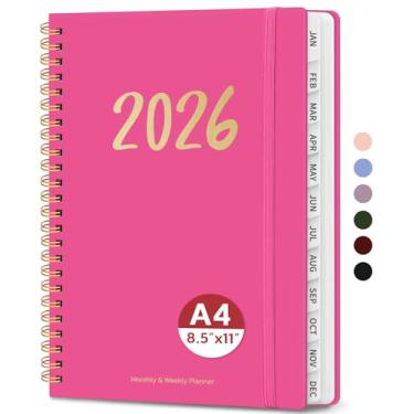 Imagem de Agenda 2026 – Agenda semanal e mensal, janeiro de 2026 a dezembro de 2026, encadernado em espiral, agenda 2026, bolso interno, perfeito para escritório, casa, material escolar – A4 (21,6 cm x 28 cm