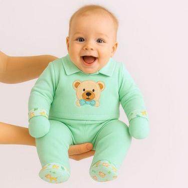 Imagem de Conjunto Pagão 100% Algodão Roupa Saída Maternidade Bebê Menino Ou Men