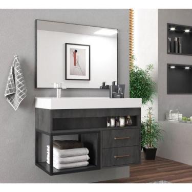 Imagem de Gabinete Com Cuba 80Cm Multimóveis Cr10071 Carbono - MULTIMOVEIS