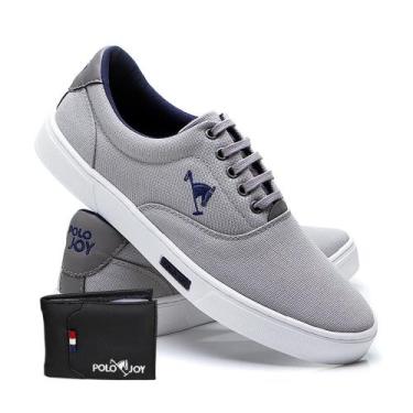 Imagem de Kit Tênis Masculino Polo Joy Lona Amarração + Carteira, 47, Cinza