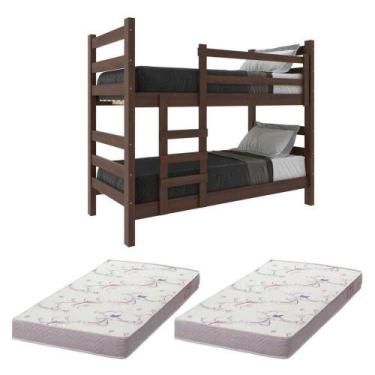 Imagem de Beliche Madeira Maciça Com Colchões Dubai Cr4158 Imbuia - MULTIMOVEIS